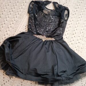Weissman Dance‎ Costume IC Black Rhinestone Leotard Recital Competition Sequin